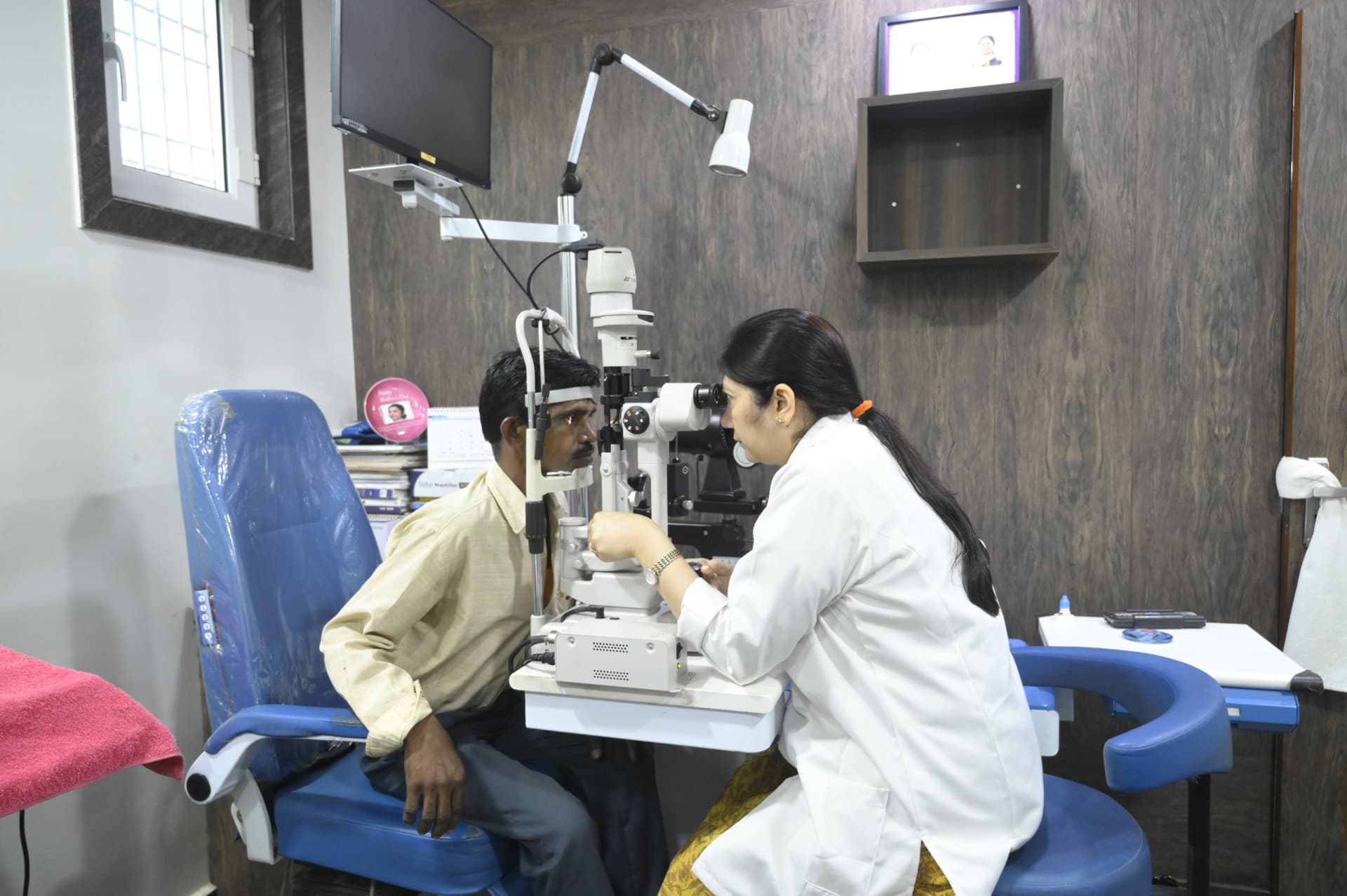 Slit lamp eye examination at Navlok Hospital